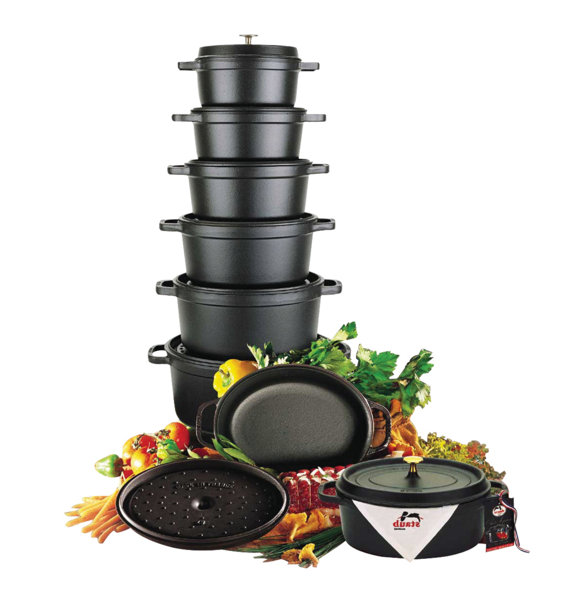 Gusseisentopf aus Stahl Ohne Beschichtung Mit Deckel 31x25x16,7 cm 5,5 L Staub – No Own Brand – Detailansicht 2
